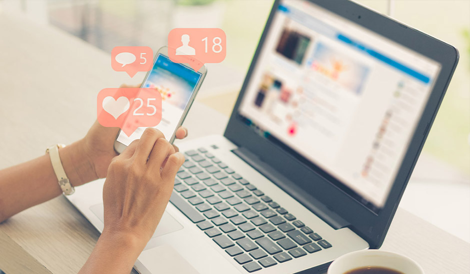 social media likes on phone