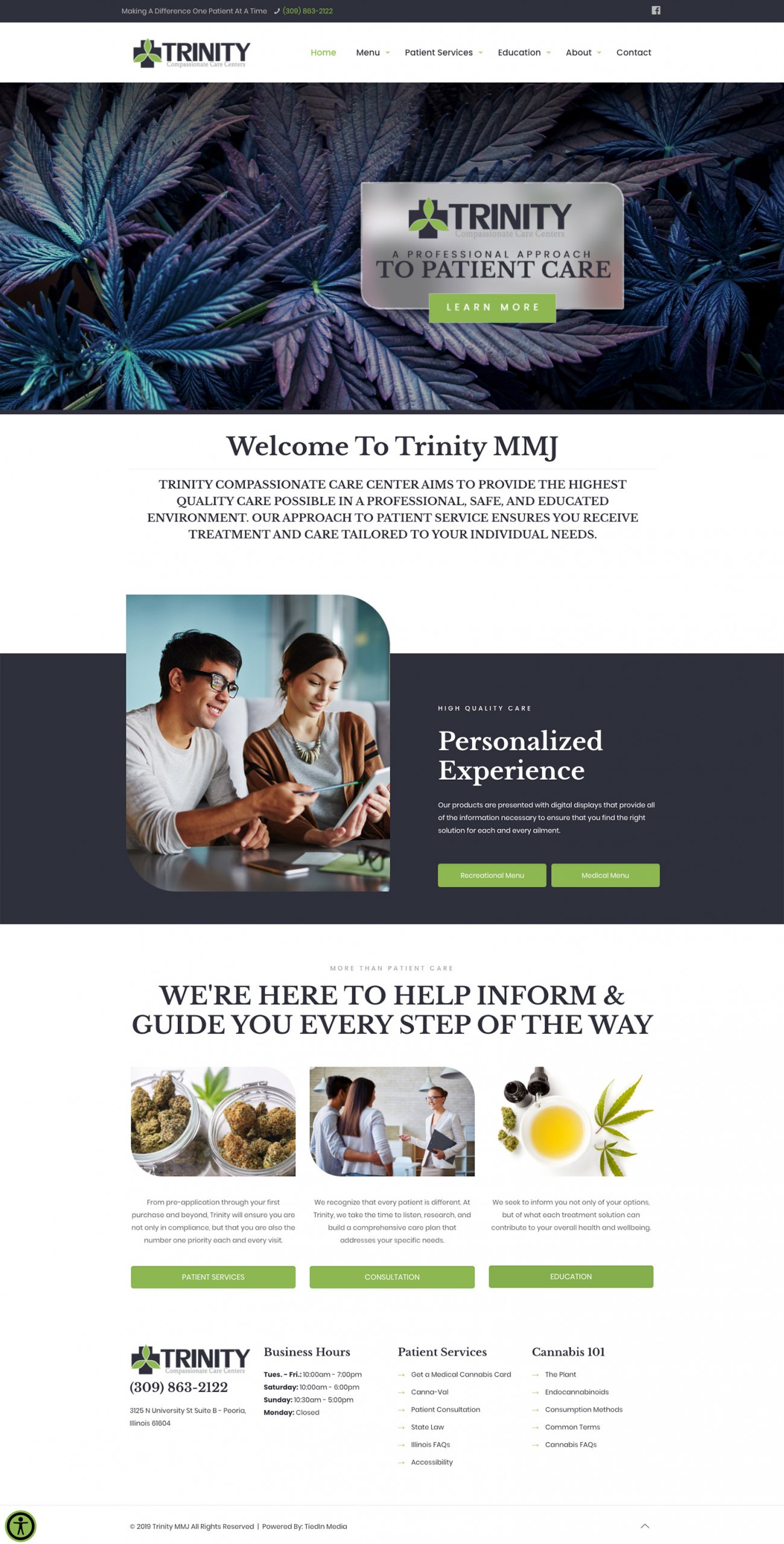 Trinity website homepage design