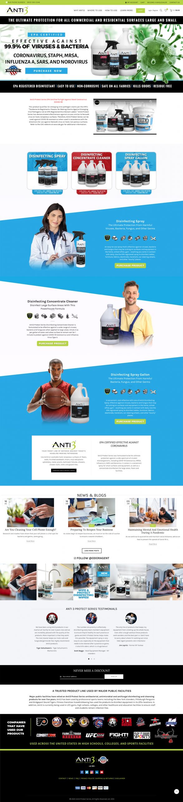 Anti-3-protect-series-homepage | Idea Stream Marketing Anti 3 Protect Series website homepage