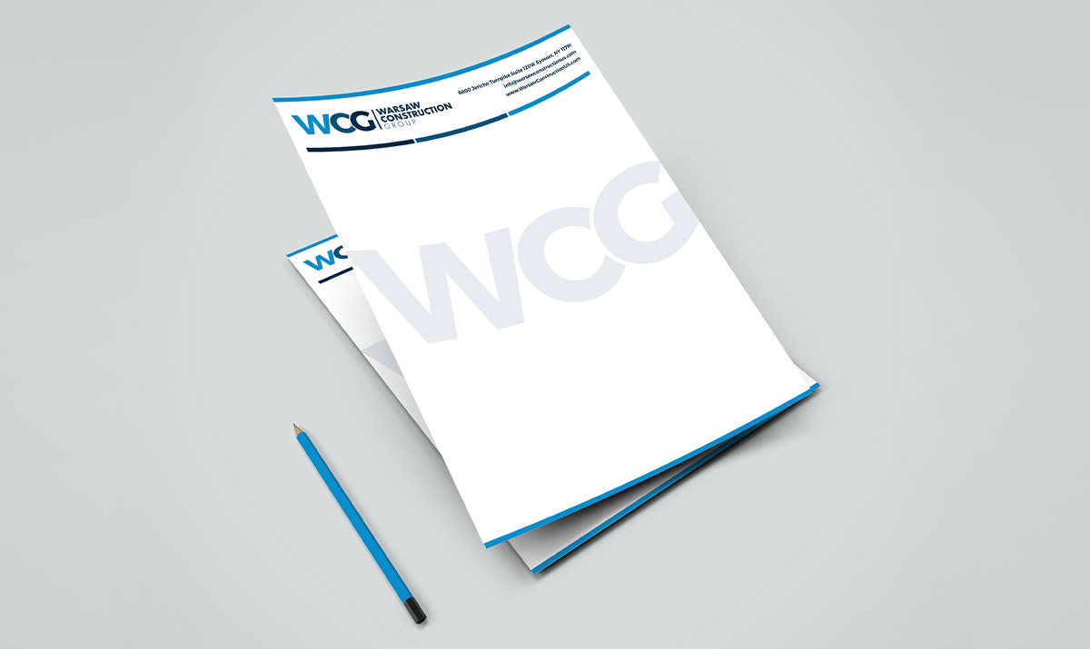 Warsaw Construction letterhead design mockup