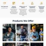 A professional website layout for King Capital offering various business loan products with visuals of diverse professionals.