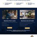 King Capital homepage showcasing financial services for small businesses with a call to action and client testimonials.