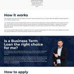 Website homepage for King Capital featuring business term loans information and advantages.