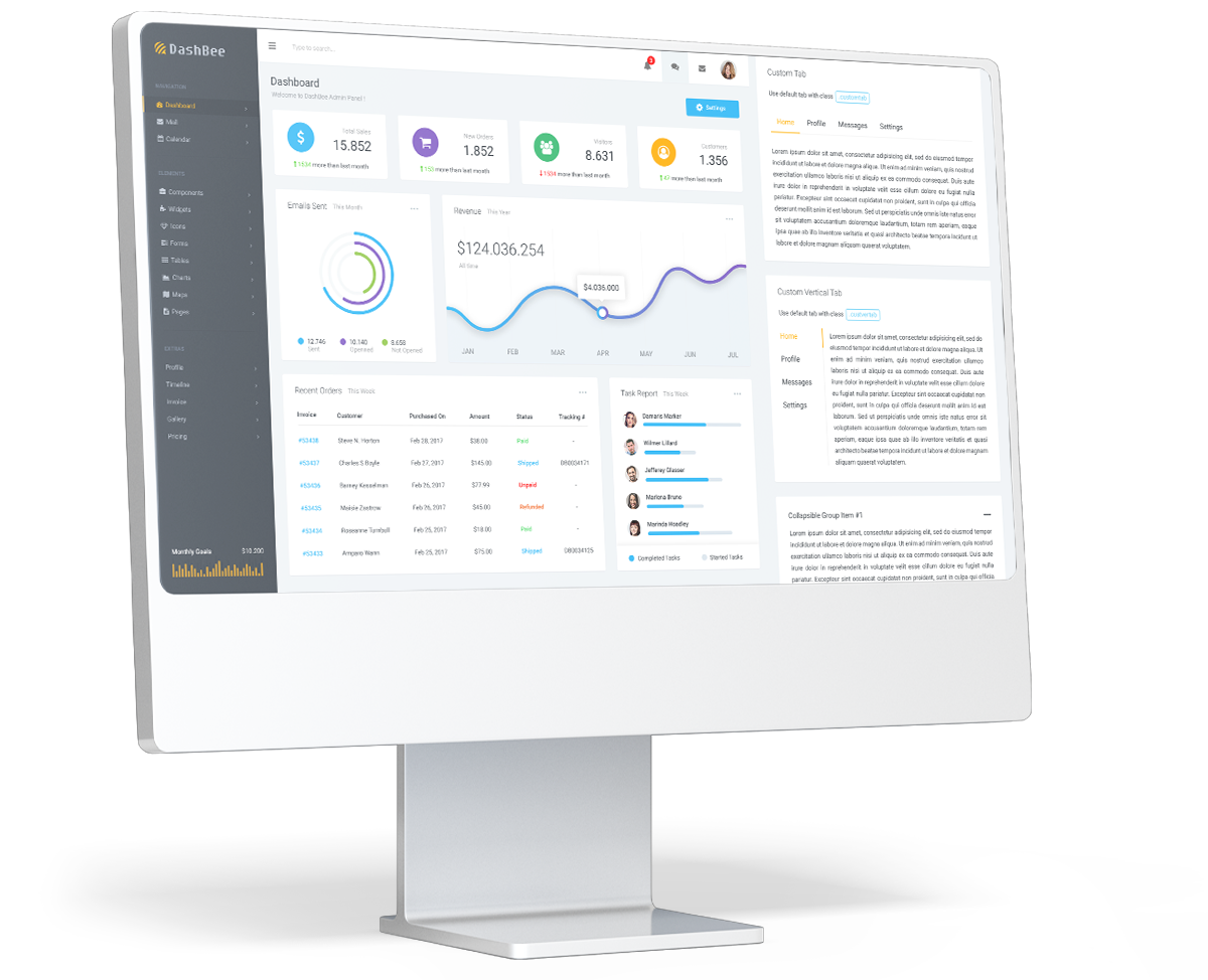 cms-monitor-image-1 | Idea Stream Marketing Dashboard interface displayed on a modern computer monitor with various metrics and graphs.