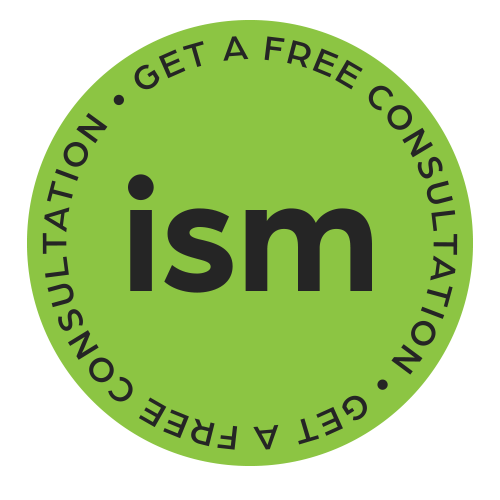 ism-get started loop | Idea Stream Marketing Circular green logo featuring the text 'ism' and the phrase 'Get a free consultation.'