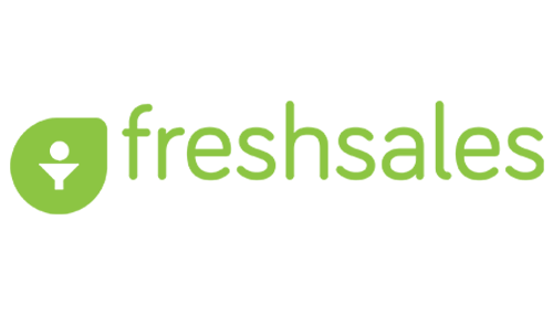 Freshsales logo featuring a green funnel symbol and the brand name Freshsales in green text.