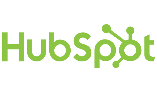 HubSpot logo in green with connecting lines and circles.