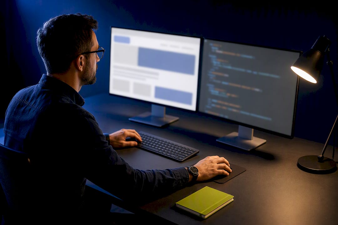 SEO specialist comparing rendered page and source