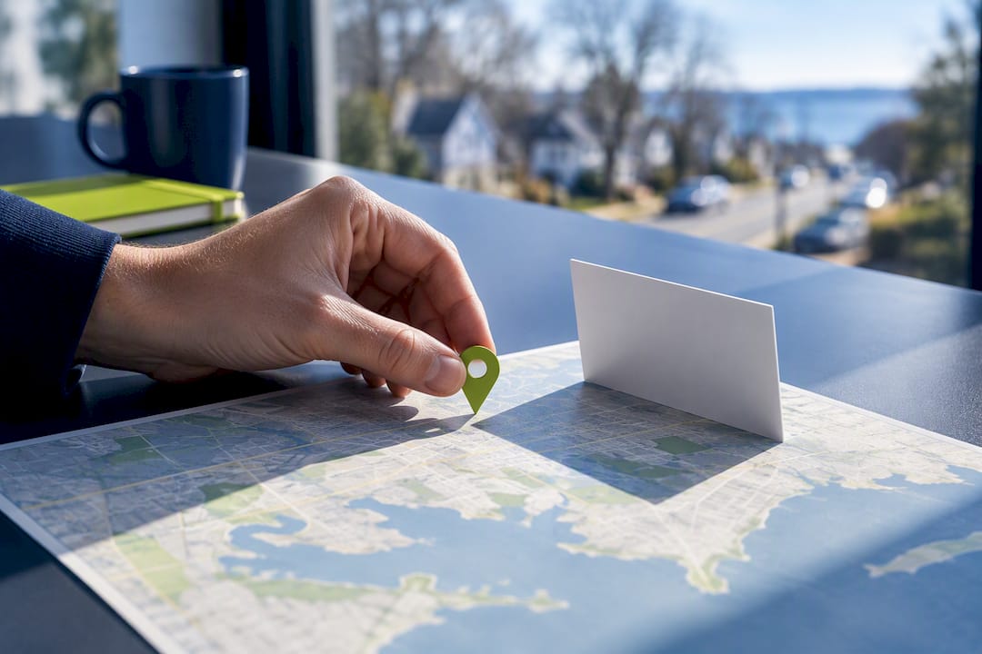 Placing a Map Pin for SEO | Idea Stream Marketing Map pin diagnostic scene for service area SEO