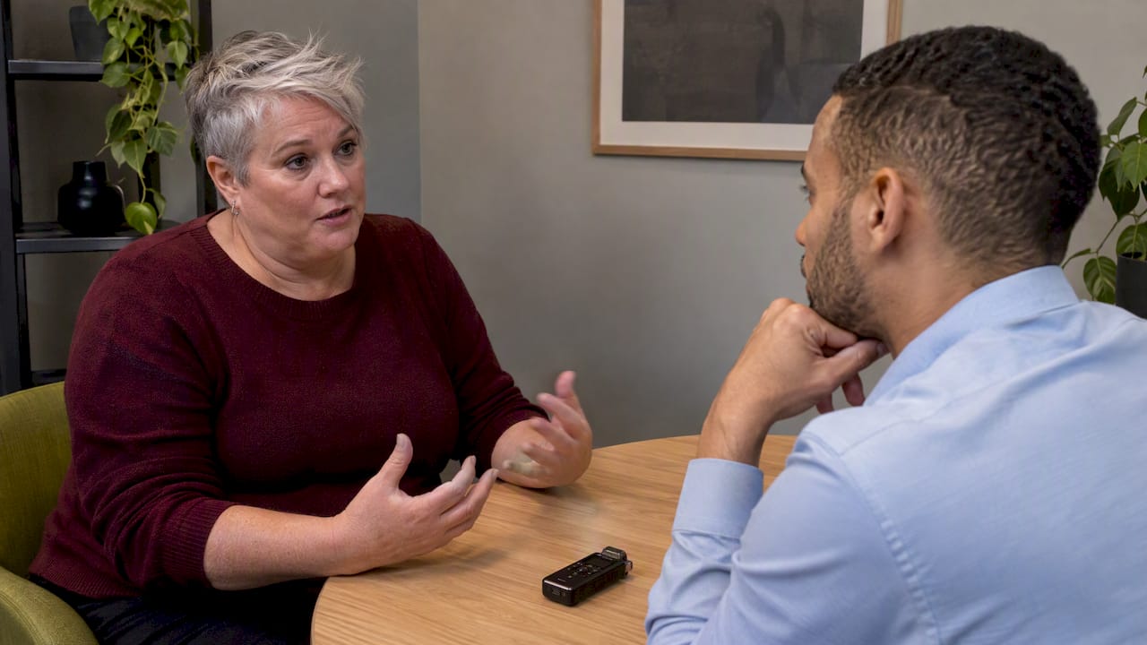 Customer interview being recorded with permission