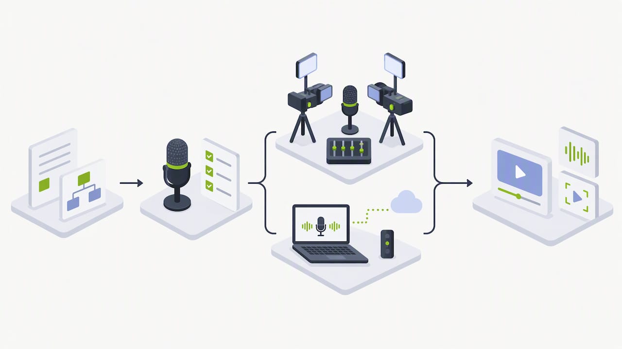 Podcast package production workflow stages