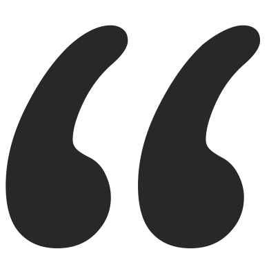 Black quotation marks symbolizing spoken words or a quote.